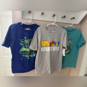 Boys size 6/7-Graphic T-Shirts Set - Blue, Gray, Teal